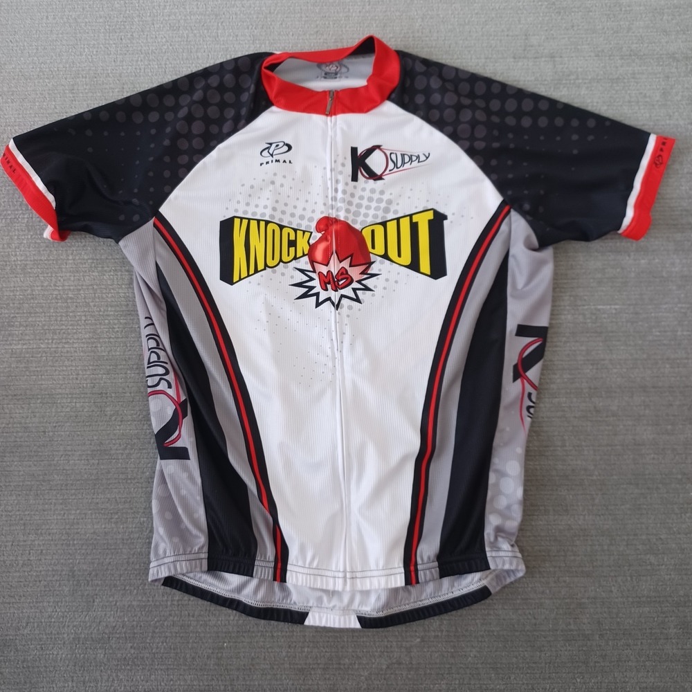 Primal Cycling Jersey Men Large Full Zip Lightweight Stretch Knock Out Logo